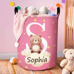 Personalized Fantasy Unicorn Bear Animal Waterproof Initial Laundry Storage Basket with Name Handle Nursery Decor Baby Shower Birthday Gift for Kids