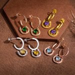 Personalized Lucky Horseshoe Heart Birthstone Bracelet and Earrings Birthday Anniversary Gift for Horse Lovers Women