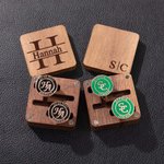 Paire de Boutons de Manchette Personnalisée avec Initiales et Textes Boîte en Bois à Choix Cadeau Mariage Anniversaire pour Homme