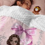 Gepersonaliseerde Cartoon karakter boog initiaal zachte deken met naam Baby Shower verjaardagscadeau voor baby jongens meisjes