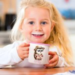 Personalized Hawaiian Theme Cartoon Animal 12 oz Colored Rim Enamel Mug with Name Back to School Birthday Gift for Boys Girls