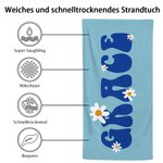 Personalisiertes Kamille Strandtuch Multicolor mit Namen Saugfähig Schnell-Trocken Urlaub Party Geschenk für Damen