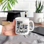Personalized Five Star 2025 Graduate Photo Collage 11 oz 15 oz Ceramic Coffee Mug with Name Graduation Keepsake Party Gift for Graduates