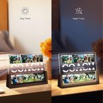 Personalised 6 Photo Collage Soccer Cheer Acrylic LED Night Light with Text and Wooden Base Home Decor Birthday Gift for Coach Sports Lover