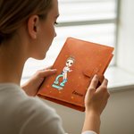 Funda de cuero PU personalizada para cuaderno A5 con personaje de caricatura y signo del zodiaco con bolsillo regalo de cumpleaños para todos