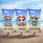 Personalised Hawaiian Cartoon Animal Quick Dry Microfiber Beach Towel with Name Summer Travel Essential Gift for Boys Girls