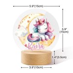 Personalized Fantasy Unicorn Dreamy Moon LED Night Light with Wooden Base and Name Nursery Decor Birthday Baby Shower Gift for Girls
