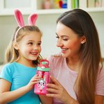 Borraccia da 475ml personalizzata con nome e design di fiocco carino coniglietto dotata di cannuccia regalo di Pasqua per bambini