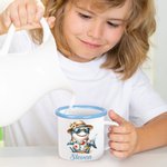 Personalized Hawaiian Theme Cartoon Animal 12 oz Colored Rim Enamel Mug with Name Back to School Birthday Gift for Boys Girls