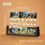 Personalised 6 Photo Collage Soccer Cheer Acrylic LED Night Light with Text and Wooden Base Home Decor Birthday Gift for Coach Sports Lover