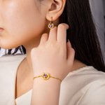 Personalized Lucky Horseshoe Heart Birthstone Bracelet and Earrings Birthday Anniversary Gift for Horse Lovers Women