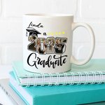 Personalized Five Star 2025 Graduate Photo Collage 11 oz 15 oz Ceramic Coffee Mug with Name Graduation Keepsake Party Gift for Graduates