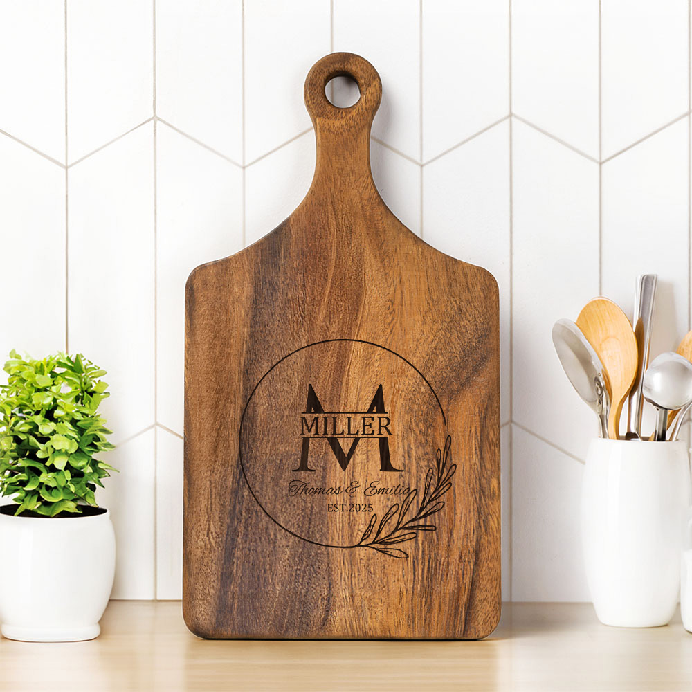 Planche à découper réversible pour fromage et charcuterie avec poignée Cadeau de mariage de pendaison de crémaillère pour la famille