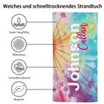 Personalisiertes Überdimensionales Buntes Batik-Strandtuch mit Namen Schnell Trocknend Saugfähig Geburtstag Sommer Urlaub Party Geschenk für sie