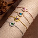 Personalized Lucky Horseshoe Heart Birthstone Bracelet and Earrings Birthday Anniversary Gift for Horse Lovers Women