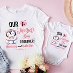 Personalized Cute Giraffe Fantasy Unicorn Animal Design 100% Cotton T-shirt Baby Bodysuit with Name 1st Mother's Day Birthday Gift for Baby Mom