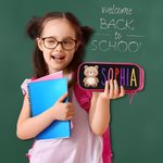 Personalized Watercolor Forest Animal Design Double-layer Oxford Pencil Case with Name and Zipper School Supply  Back to School Gift for Boys Girls