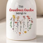 Personalized This Mama Belongs To Heart Birth Flower Ceramic Vase with 1-12 Names Home Decor Mother's Day Birthday Gift for Mom Grandma
