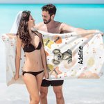 Personalized Watercolour Cartoon Animal Oversized Quick Dry Beach Towel with Name Birthday Vacation Accessories Gift for Kid