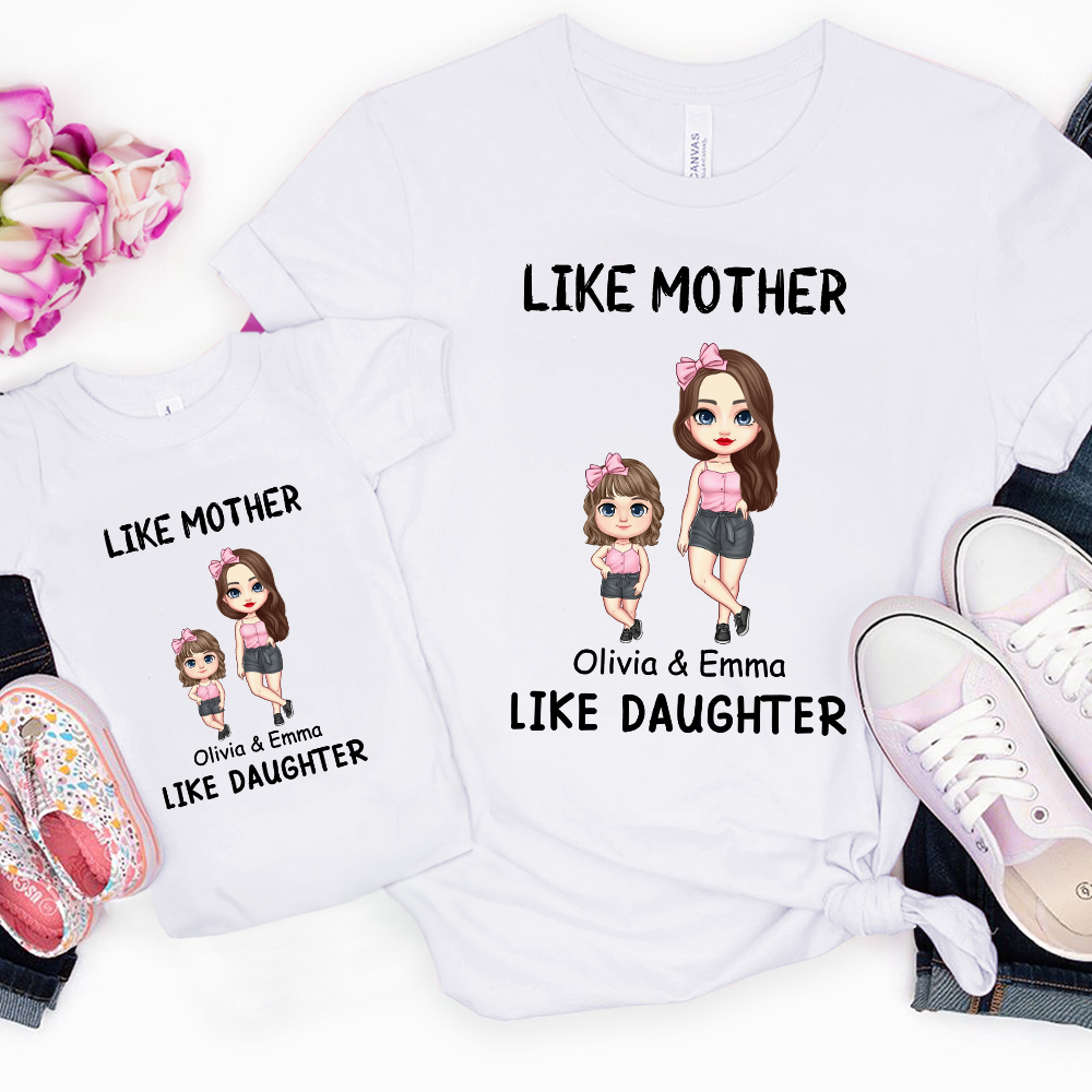 Personnalisé Personnalisé Cartoon Character 100% Cotton Baby Bodysuit T-shirt Matching Outfit with Name Mother's Day Gift for Mom Kids