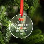 Personalized The Year We Swiped Right Christmas Ornament with Names and Year Tree Hanging Valentine's Day Christmas Gift for Online Dating Couple