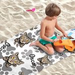 Personalized Pet Photo Paw Print Quick Dry Beach Towel with Name Beach Accessories Vacation Gift for Cat Dog Lover