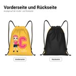 Personalisierter Basketball Cartoon-Figur Turnbeutel Sportrucksack mit Namen Initiale Kordelzug Fitness Geburtstag Geschenk für Sportliebhaber