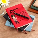 Personalized Difference Maker Cartoon Teacher Character A5 PU Leather Notebook with Name Teacher's Day Birthday Gift for Teacher