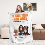 Personalisierte Weiche Decke mit Cartoon-Mädchen Hunden und Namen Dekoration Geburtstagsgeschenk für Tierliebhaber