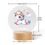 Luz nocturna LED personalizada de unicornio con base de madera y nombre decoración para habitación regalo de cumpleaños o baby shower para niñas