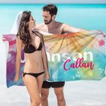 Personalized Oversized Quick Dry Tie Dye Beach Towel with Name Birthday Summer Vacation Party Gift for Her