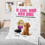 Personalisierte Weiche Decke mit Cartoon-Mädchen Hunden und Namen Dekoration Geburtstagsgeschenk für Tierliebhaber