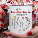 Personalized This is Garden Belongs to Heart Birth Flowers 11 oz Ceramic Mug with 1-12 Names Birthday Mother's Day Gift for Mom Grandma