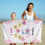 Personalized Watercolour Cartoon Animal Oversized Quick Dry Beach Towel with Name Birthday Vacation Accessories Gift for Kid