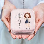 Personalised Zodiac Birth Flower Cartoon Character Flannel Mirror Jewellery Box with Name Birthday Mother's Day Gift for Women