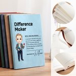 Personalized Difference Maker Cartoon Teacher Character A5 PU Leather Notebook with Name Teacher's Day Birthday Gift for Teacher