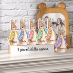 Decorazione Peter Rabbit in legno conigli personalizzati con 1-12 nomi ornamento con base regalo di Pasqua per famiglia