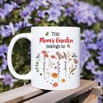 Personalized This is Garden Belongs to Heart Birth Flowers 11 oz Ceramic Mug with 1-12 Names Birthday Mother's Day Gift for Mom Grandma