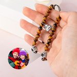 Personalized Photo Projection Beaded Elastic Bracelet Set of 2 with Engraved Initial Birthday Valentine's Day Anniversary Gift for Couples Friends