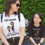 Personalized Cute Cartoon Character 100% Cotton Baby Bodysuit T-shirt Matching Outfit with Name Mother's Day Gift for Mom Kids