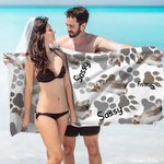 Personalized Pet Photo Paw Print Quick Dry Beach Towel with Name Beach Accessories Vacation Gift for Cat Dog Lover