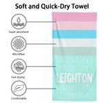Personalized Colourful Oversized Quick Dry Striped Beach Towel with Name Summber Vacation Essentials Gift for Women Men