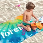 Personalized Oversized Quick Dry Tie Dye Beach Towel with Name Birthday Summer Vacation Party Gift for Her