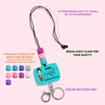 Gepersonaliseerde Schattige Karakter Kralen Verstelbare Sleutelkoord Badge Reel met Naam en Sleutelhanger Lerarendag Dankbaarheidsgeschenk voor Leraren