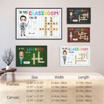 Personalized Cartoon Teacher Crossword Puzzle Art Canvas Poster Framed Frameless Painting with Name Classroom Decor Teacher's Day Gift for Teacher