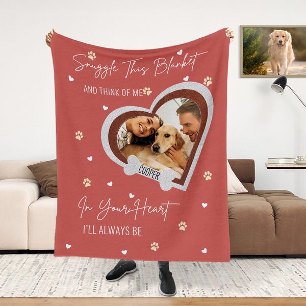 Couverture douce en forme de coeur pour chien, chat et famille avec nom Cadeau commémoratif pour l'amoureux des animaux de compagnie