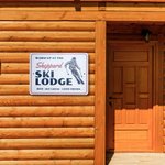 Personalized Metal Ski Lodge Sign with Location and Name Wall Art Skiing Decor Winter Sports Birthday Gift for Ski Lodge Owner Ski Enthusiasts