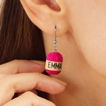 Personalized Creative Yarn Ball Earrings with Name Minimalist Jewelry Birthday Anniversary Gift for Knitting Crocheting Lovers