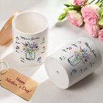 Personalized Mom's Garden 1-6 Birth Flowers Plant Pot with Drainage and Bamboo Base Housewarming Mother's Day Birthday Gift for Mom Grandma