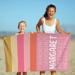 Personalized Colourful Oversized Quick Dry Striped Beach Towel with Name Summber Vacation Essentials Gift for Women Men